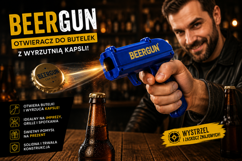 Otwieracz do Butelek Beergun – Wyrzutnia Kapsli | Gadżet Imprezowy